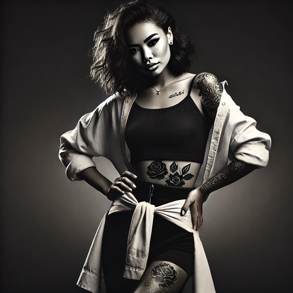 Tätowierte schwarze Frau